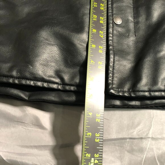 Levis Mens Moto Faux Leather Jacket XL Fauc Fur Black Insulated Collared Snap - Picture 7 of 16